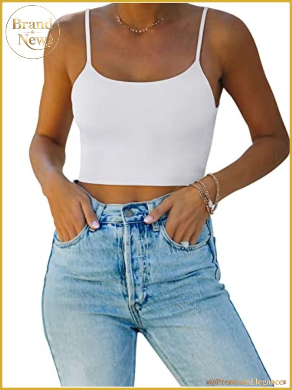 Seamless Double Lined Crop Tank Camisole Adjustable Spaghetti Strap Yoga Top
